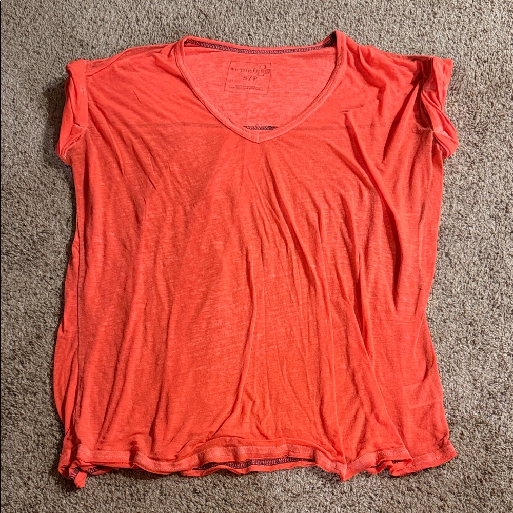 Free People We The Free Bright Orange Short Sleeve Tee